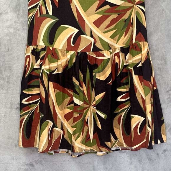 HOUSE of HARLOW 1960 Linen Blend Tropical Print Tiered Midi Skirt Sz M - Picture 3 of 12